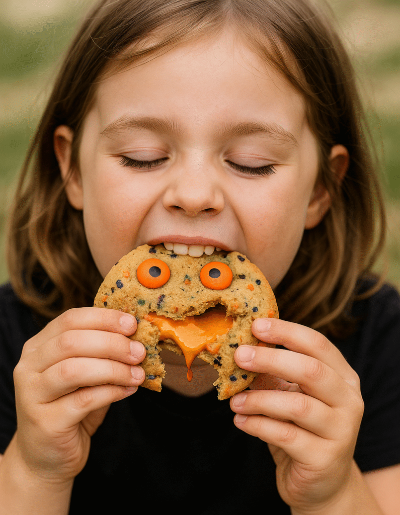 Girl Eating Stuffed Halloween Cookie